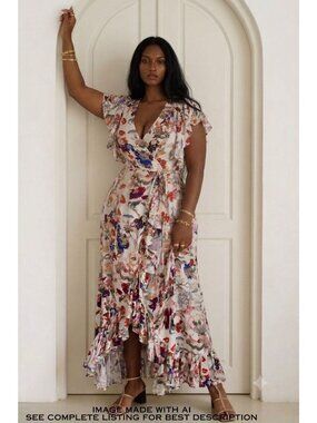 Bali Elf Asymmetric Sundress XXL Wrap Flutter Sleeves Ruffle Handmade Wedding